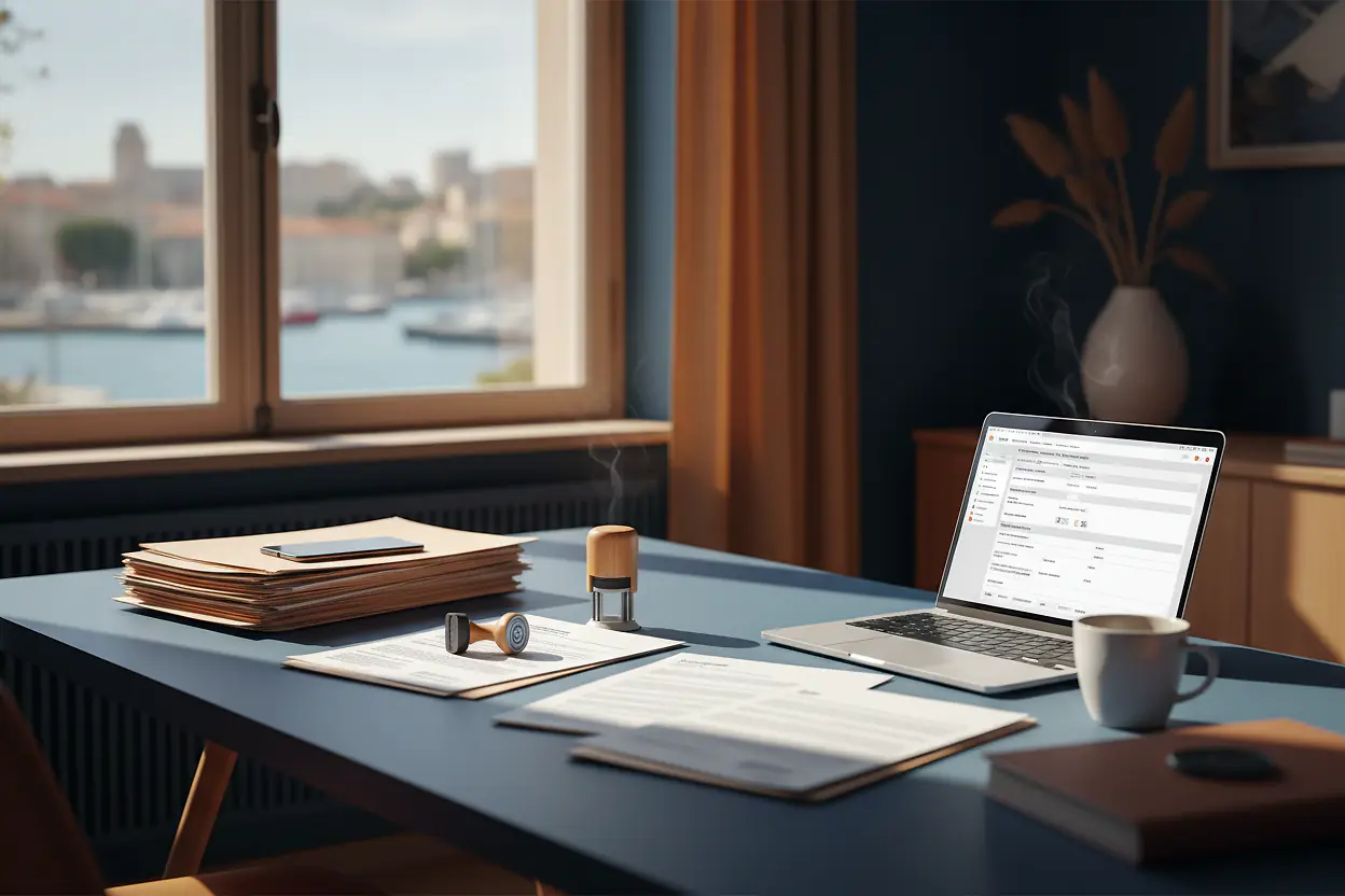 Entrepreneur préparant la création de son entreprise dans un espace de travail à Marseille